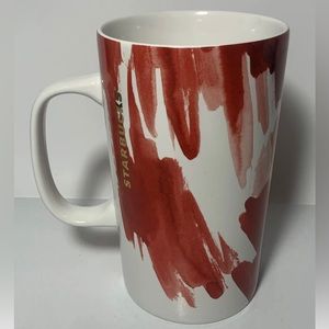 Starbucks Christmas Mug Red Gold Circle Tall 16 Oz Holiday